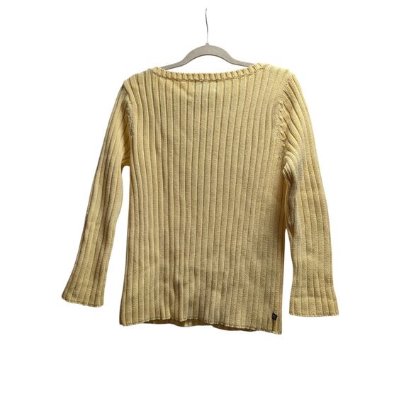 Lauren Ralph Lauren Sweater Womens Medium Yellow Rib Knit Boat Neck - Picture 3 of 5